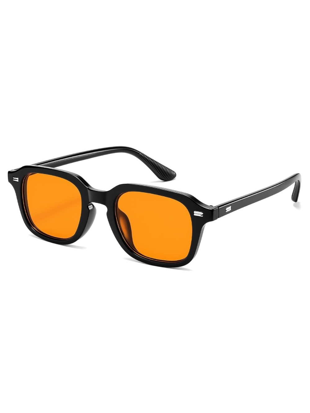 Retro Trendy Sunglasses Black Orange Lense 70s Classic Vintage Square Aviator